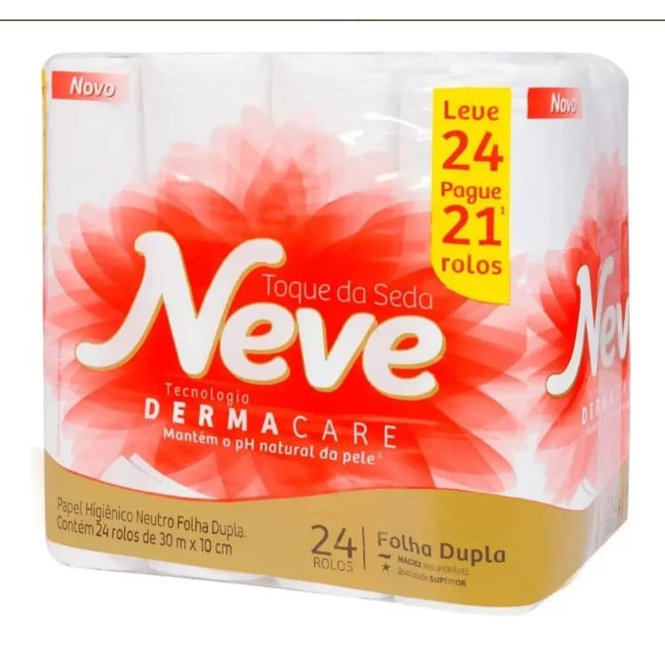 Papel Higiênico Toque De Seda Folha Dupla 24 Unidades Neve
