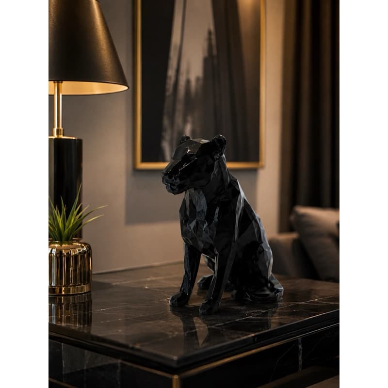Pantera Decorativa Geométrica 10cm | Escultura Moderna Minimalista | enfeite Sala e Mesa