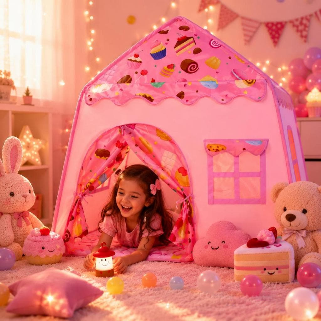 Barraca Infantil Docinho Chocolate Tenda Toca Casinha Resistente Dobravel - Rosa e Azul + Bolsa
