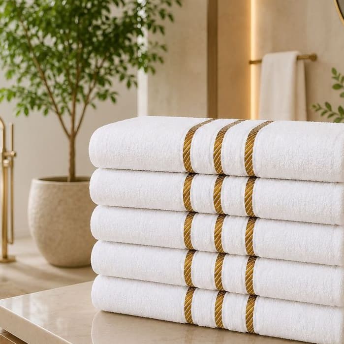 Kit 5 Toalhas de Banho Brancas 100% Algodão 70x130cm Macias Hotel Pousada