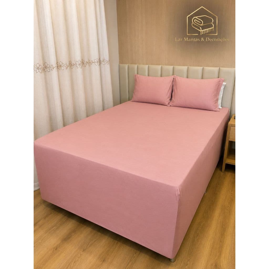 Lençol Capa Luva Box Protetor de Colchão Queen Malha Lisa 120GSM 1,60m x 1,90m x 0,60m + 2 Fronhas