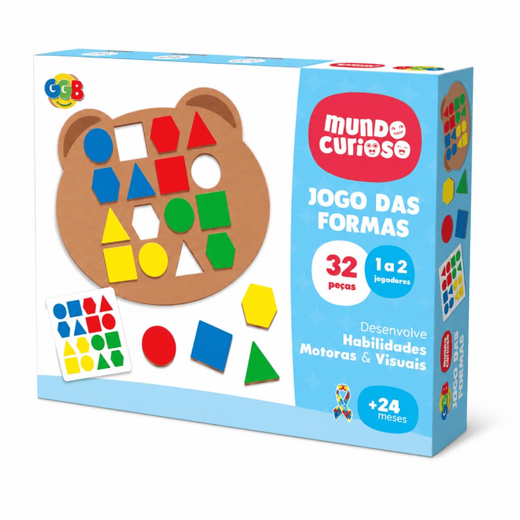 Jogo Das Formas Educativo Infantil GGB Mundo Curioso 32 Peças Formas E Cores Coordenação Motora