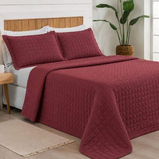 Cobre Leito Queen 3 Peças 400 Fios Micropercal Colcha Queen Tecido Premium