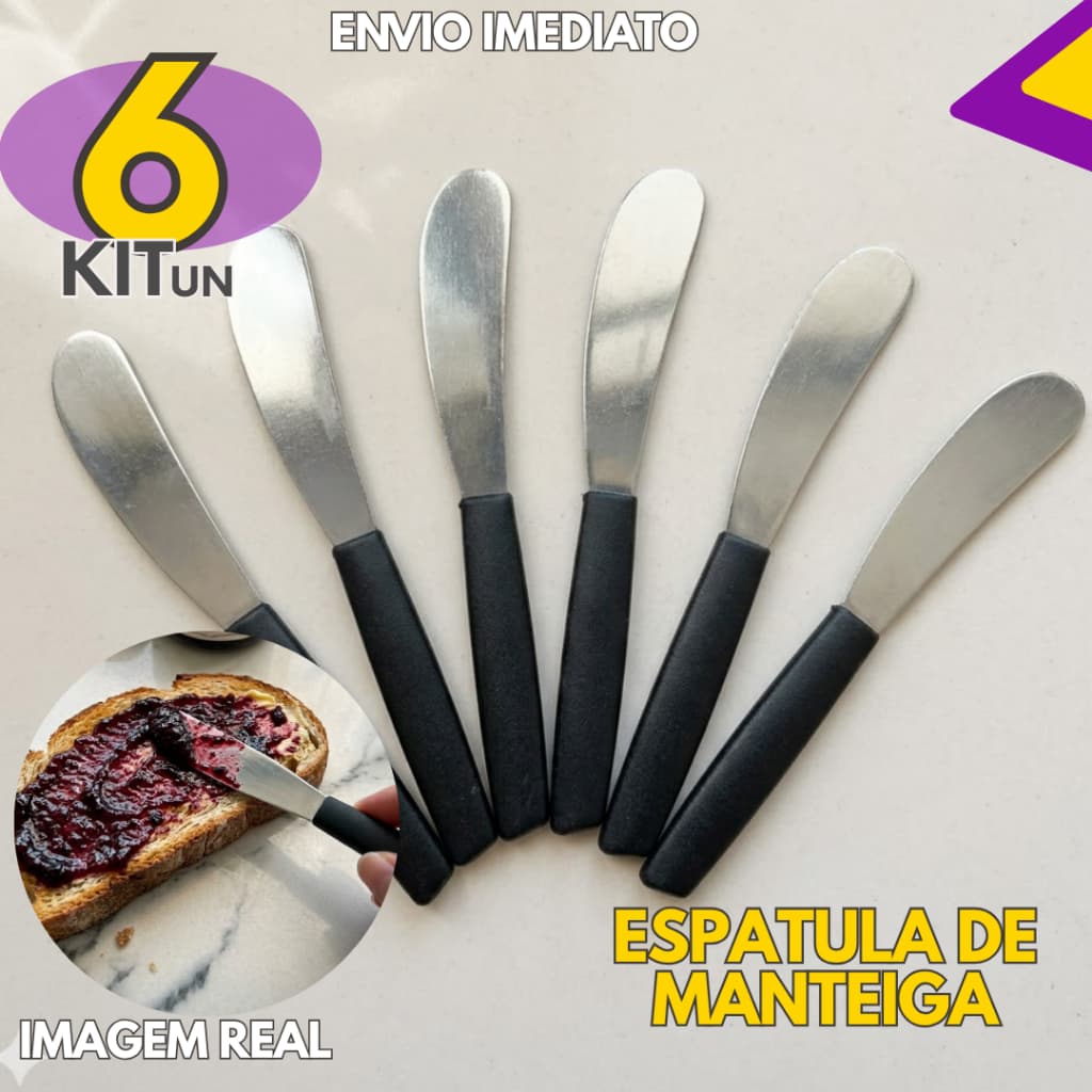 Kit 6 ou 4 un - Espátula Patê Geleia Crepe Pequena De Aço Inox Premium Cozinha
