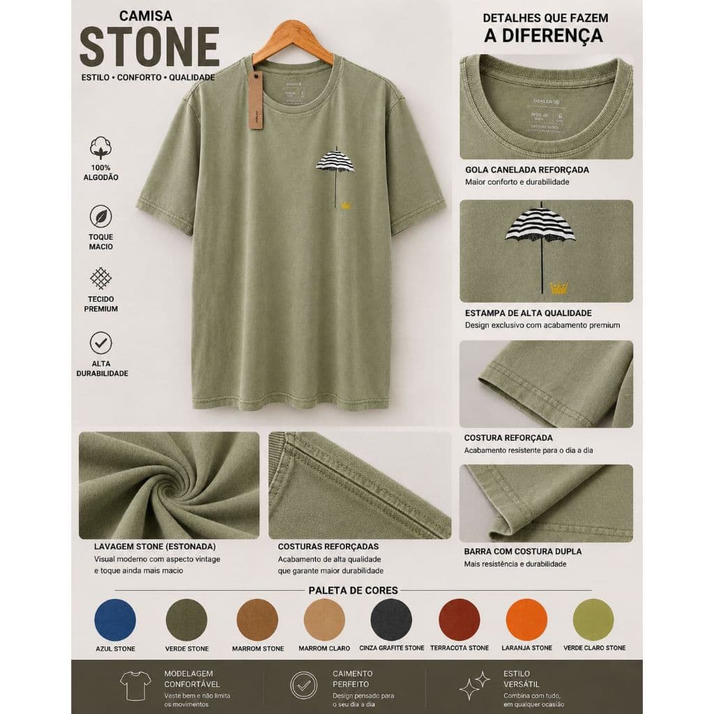 Camisa Stone Top Lançamento 2026 Masculino