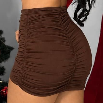 SAIA FEMININA DRAPEADA EFEITO SANFONA SUPLEX TENDENCIA MODA GRINGA