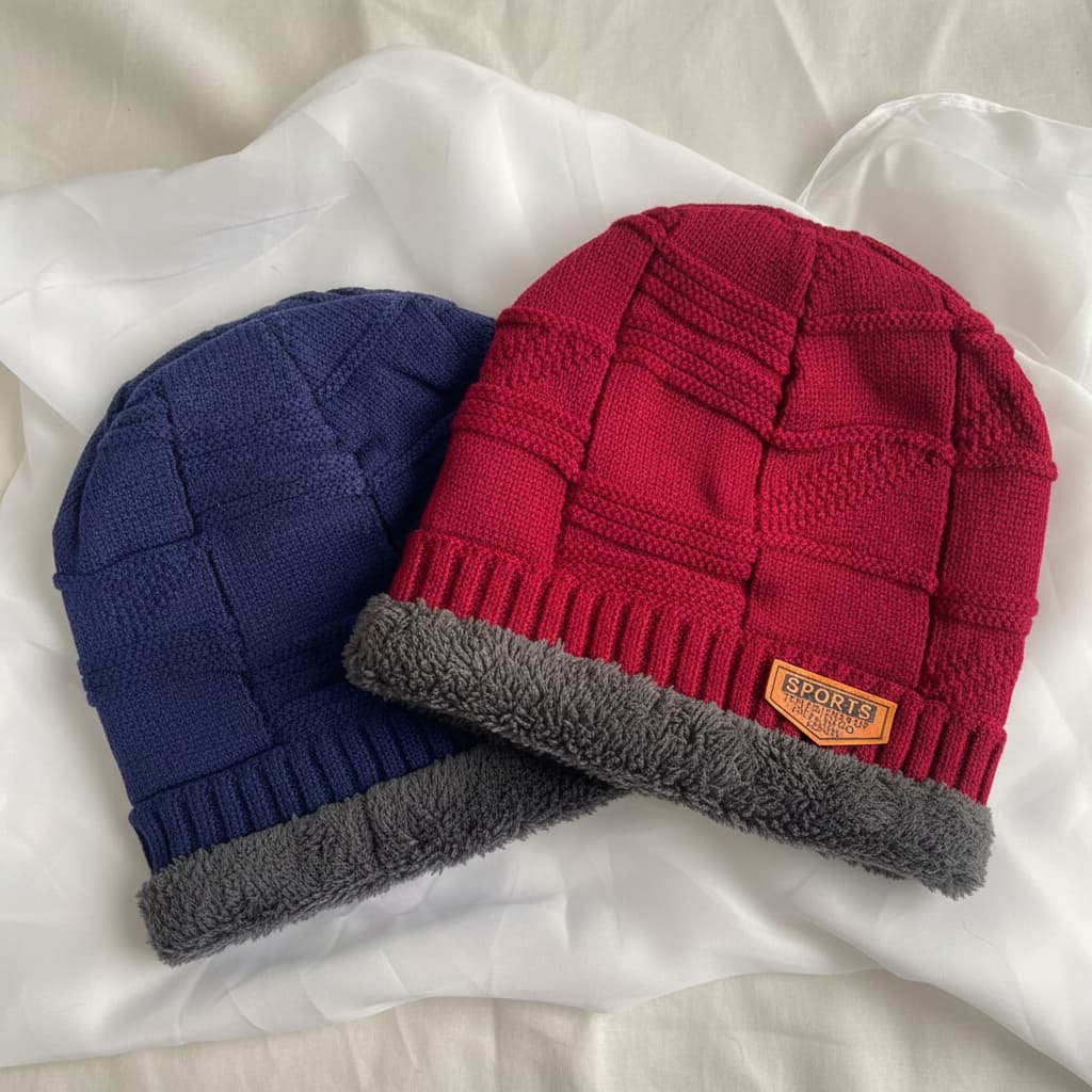 Touca SPORTS Gorro De Lã Forrada Com Pelinho - Outono Inverno -  Adulto Masculina Feminina Touca Térmica Quente  (CT01)