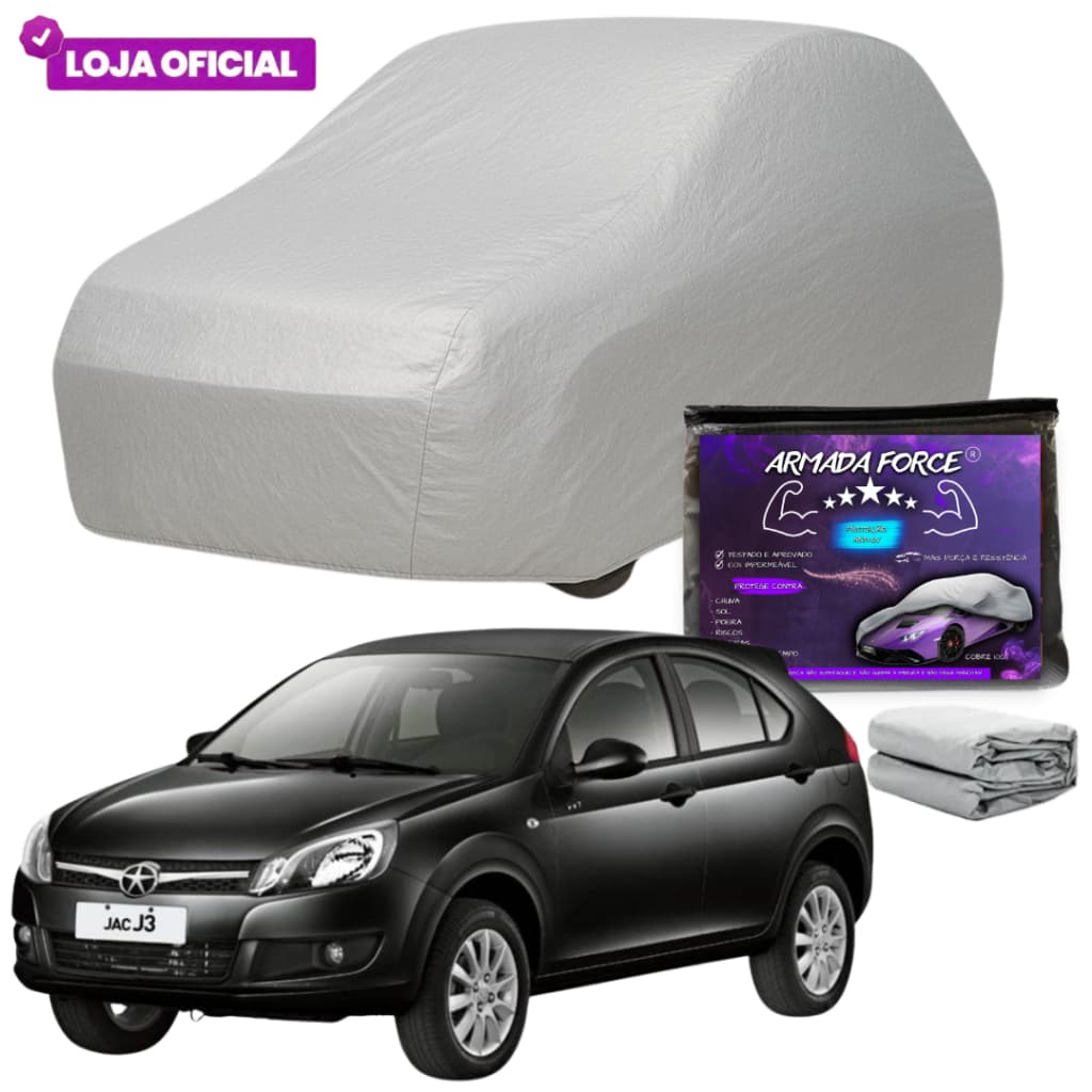 Capa Cobrir Carro Jac J3 ARMADA FORCE Forrada Impermeável Protege Sol Chuva Poeira Proteção Anti-UV