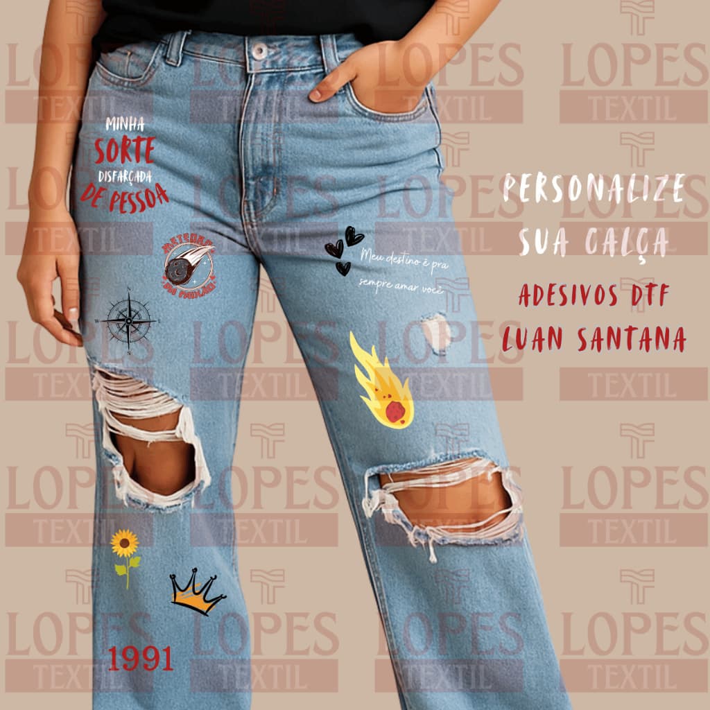 Adesivo DTF Luan Santana Registro Histórico | Termocolante Calça Jaqueta Camisa Pronto para Estampar