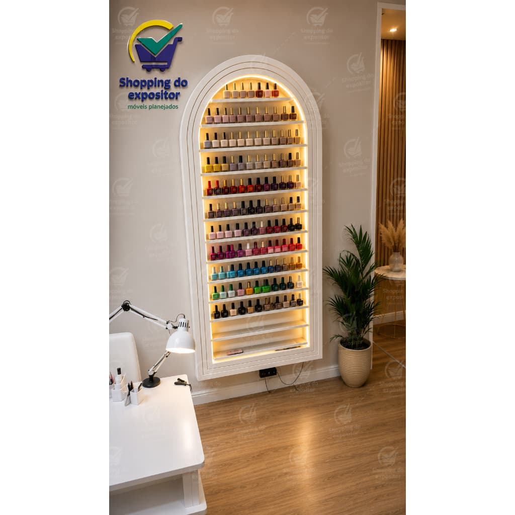 Expositor com arco romano, Prata com led  , Enviado em duas partes