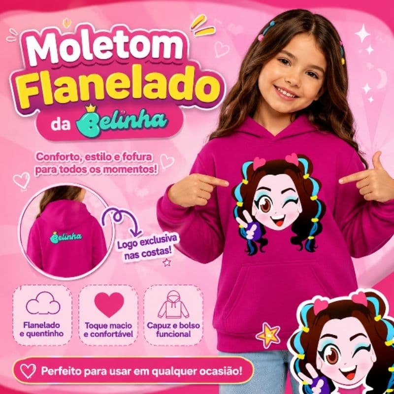MOLETOM PINK BELINHA Youtuber Moletom da Belinha Cantora Youtuber