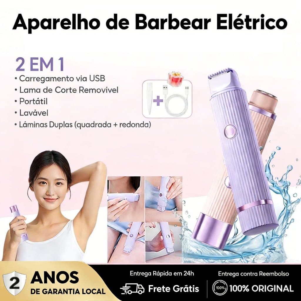 Depilador Removedor de Pelos Facial e Corporal – Sem Fio Recarregável Portátil Indolor 500mAh