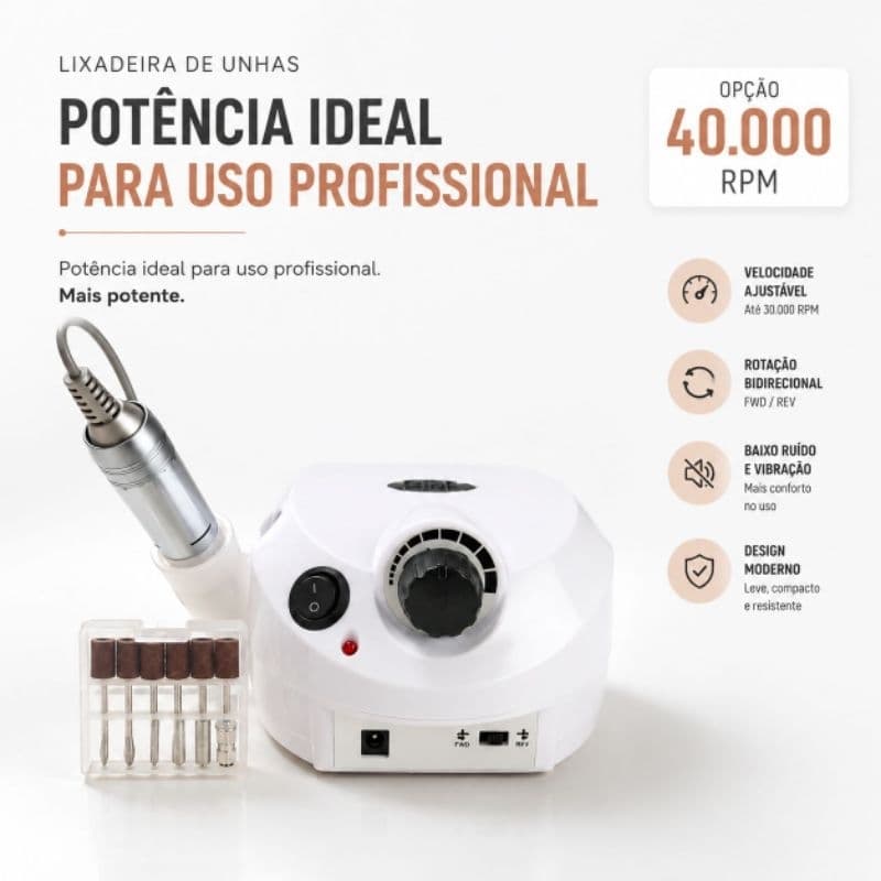 Lixadeira Porquinho 40.000 | 45.000 RPM Lixa Motor Unha Elétrica Profissional Bivolt