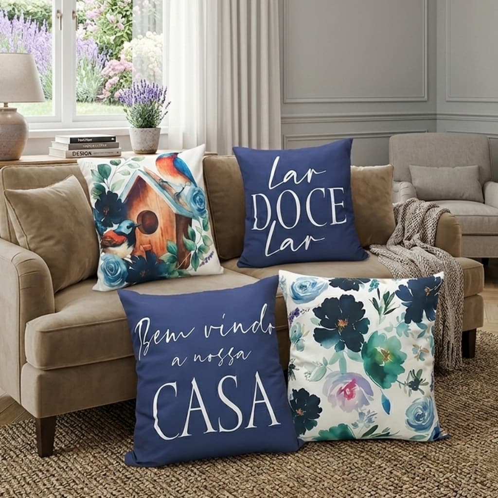 Kit 4 Almofadas 45x45 De Personagens Minnie Mickey Stitch Decorativas Para Sala Quarto Com Zíper