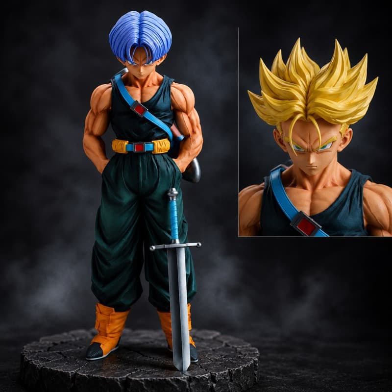 Action Figure Trunks 27Cm Dragon Ball Z GT Com Duas Cabeças Super Sayajin