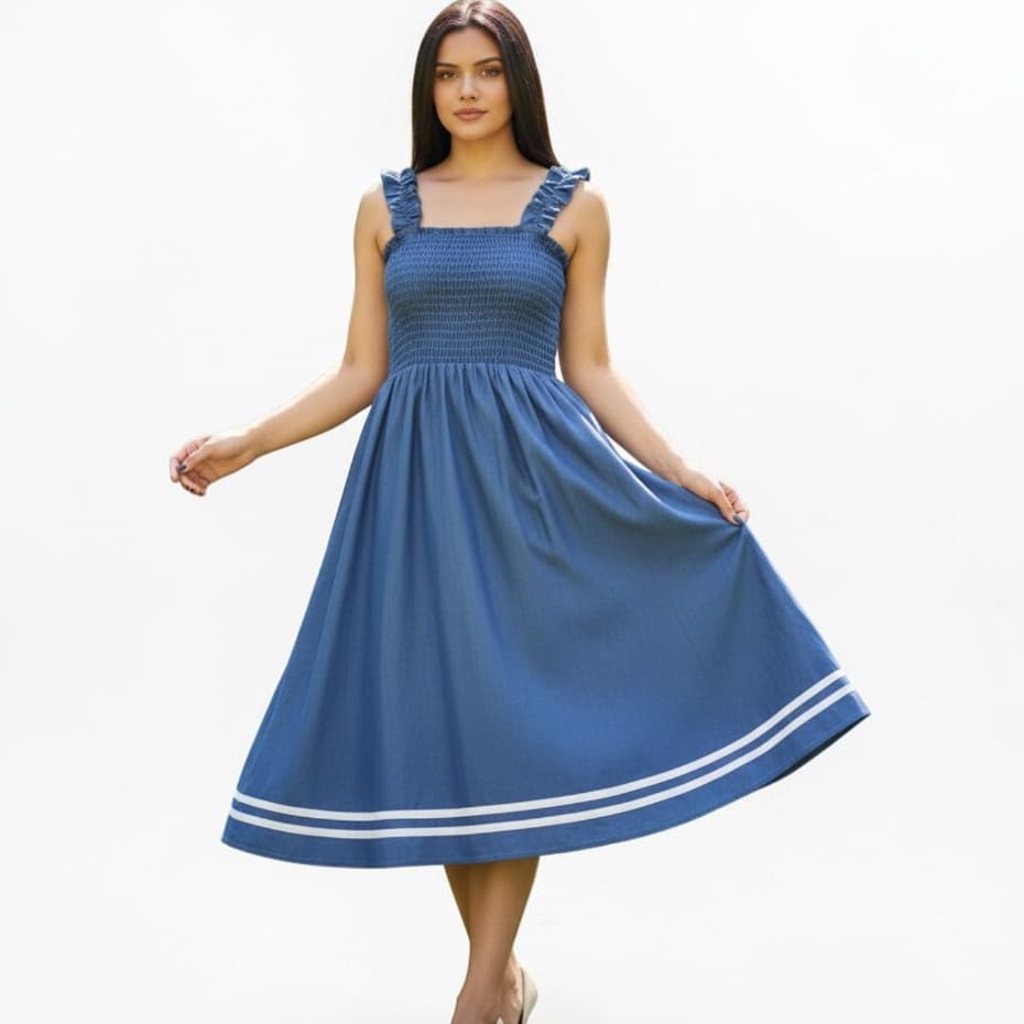 Vestido Curto Feminino com Lastex e Detalhe em Listras  Conforto e Elegância para Qualquer Ocasião!