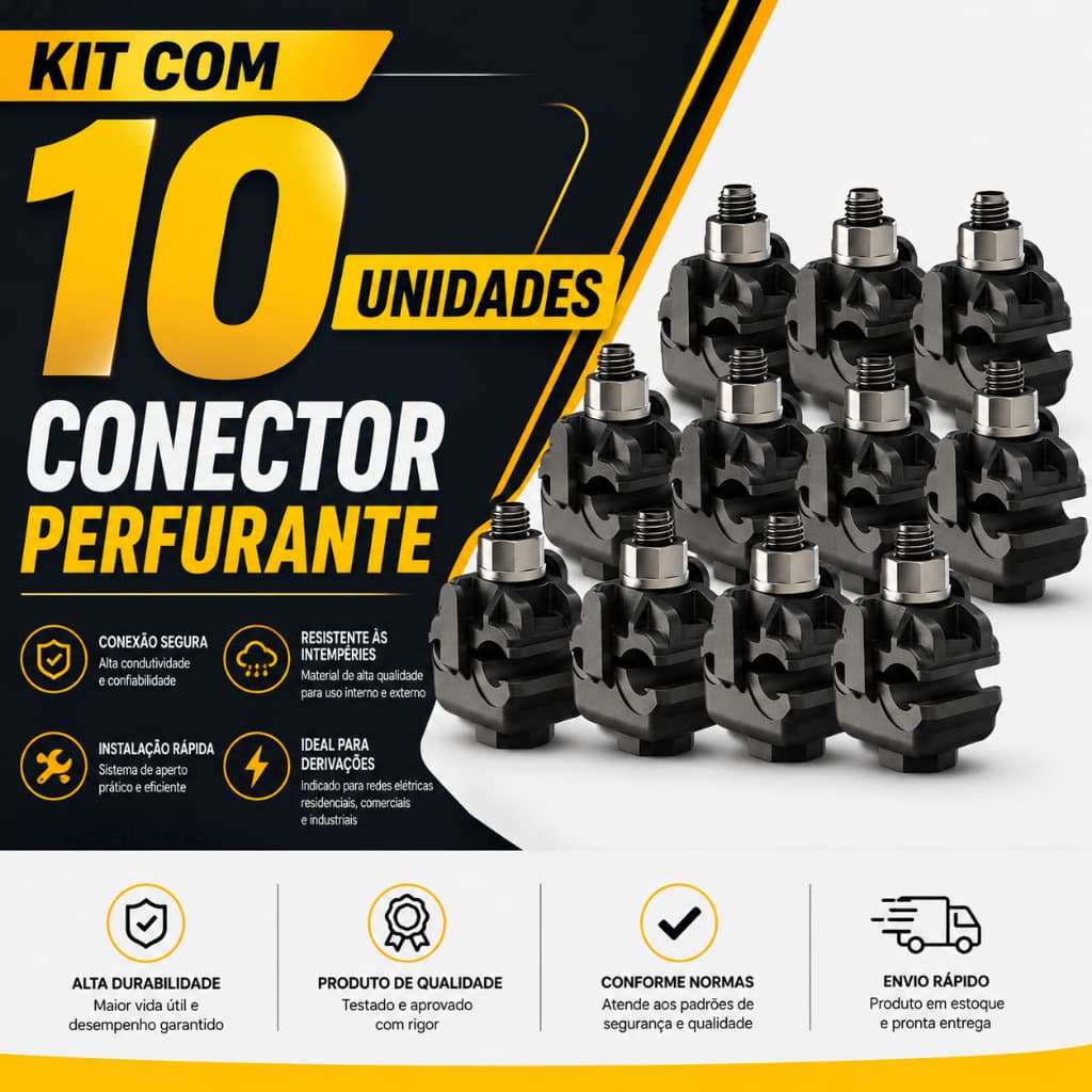 Kit 10 Conector Perfurante Cdp 10-70mm Derivação 1,5-10mm