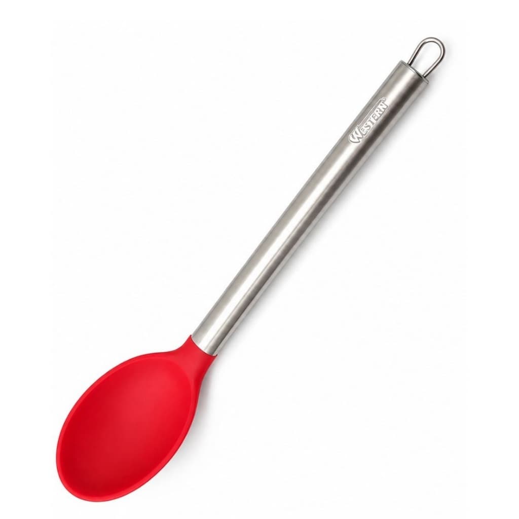 Colher De Arroz Silicone Cabo Inox Vermelha Multiuso- 34 cm
