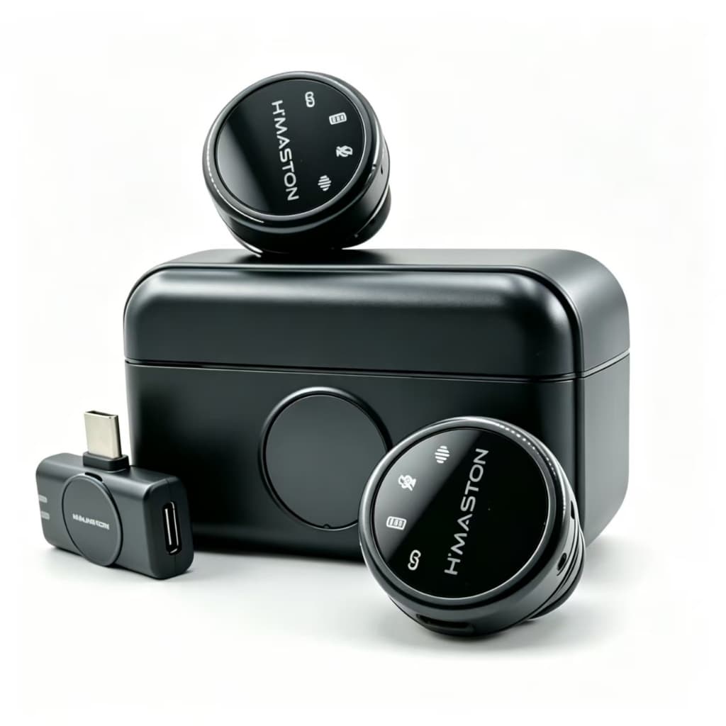 Microfone Sem Fio De Lapela Type-c Profissional 2 Em 1 Mk19  Preto
