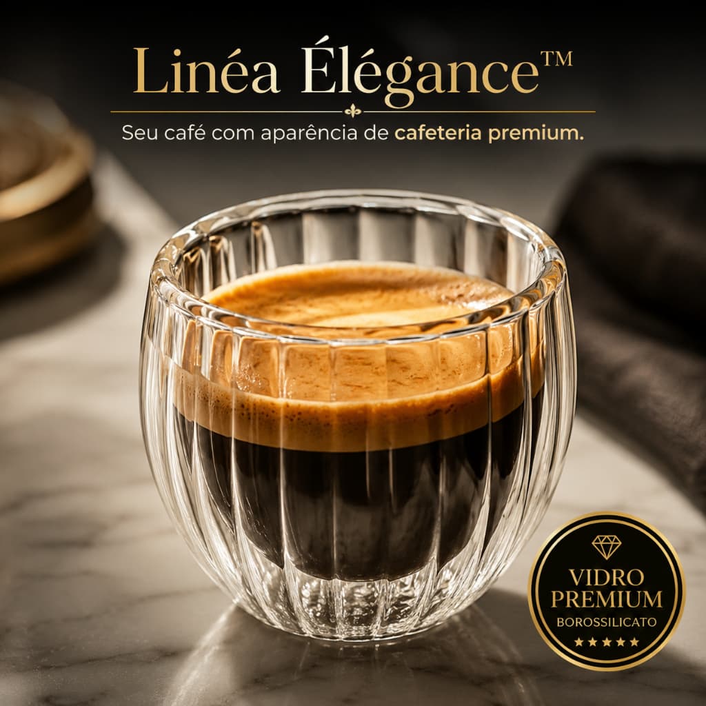 Copo Café Vidro Borossilicato 90ml Kit 2 Luxo Premium Linéa Élégance Resistente Moderno para Express