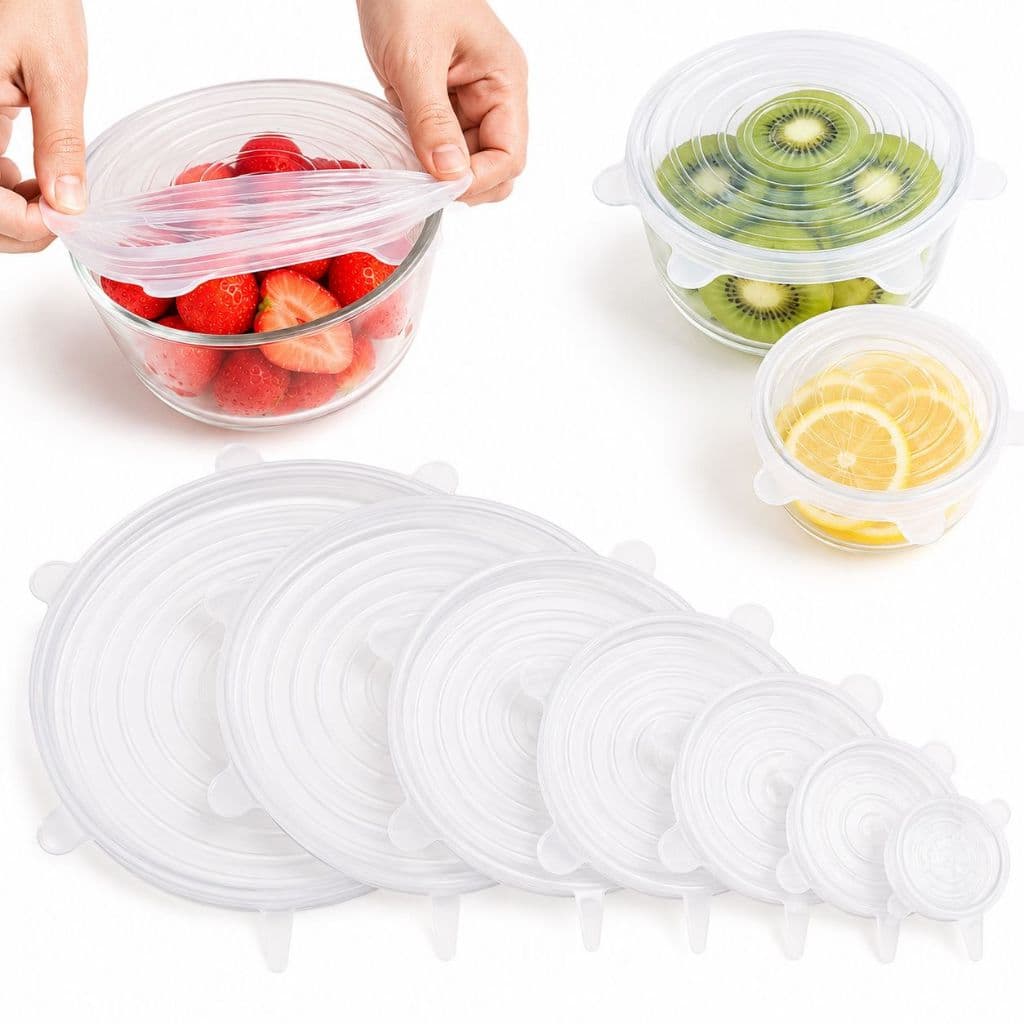 Kit 6 12 ou 18 Tampas de Silicone Universal para Potes e Tigelas | Reutilizável Ajustável