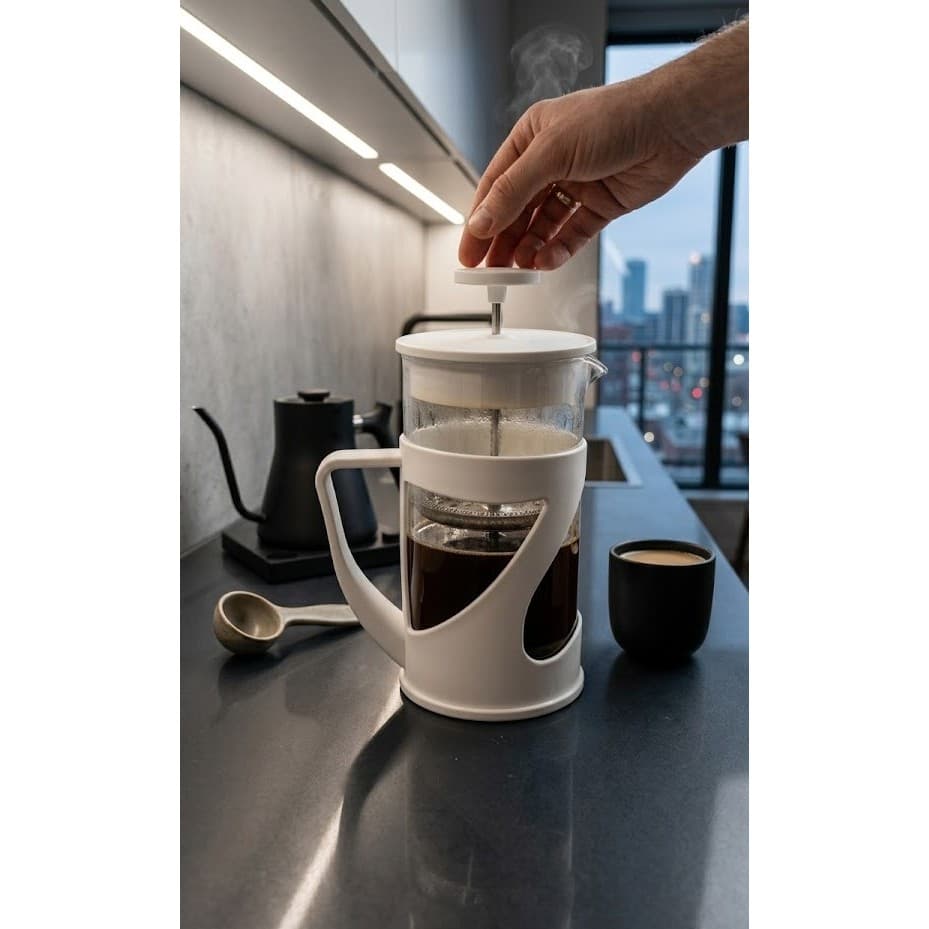 Cafeteira Prensa Francesa Branca 600ml Praticidade Luxo