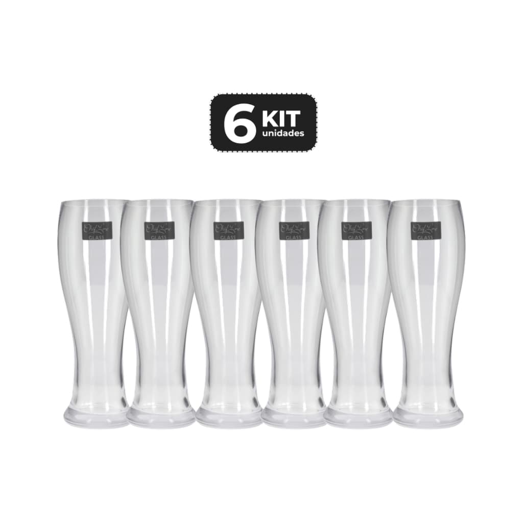 KIT 6 COPO DE VIDRO PARA CERVEJA WEIZEN 660 ML