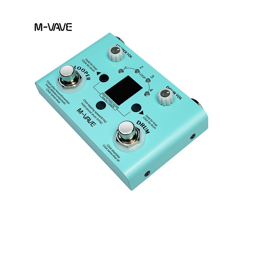 M-VAVE Lost Tempo V2 Drum Machines & Looper Pedal 30 baterias integradas 11 minutos de tempo de gravação Pedal de guitar
