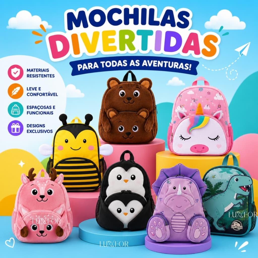 Mochilinha Menina Infantil Dia Parque Passeio Colorida alças resistente Criança Resistente Escola
