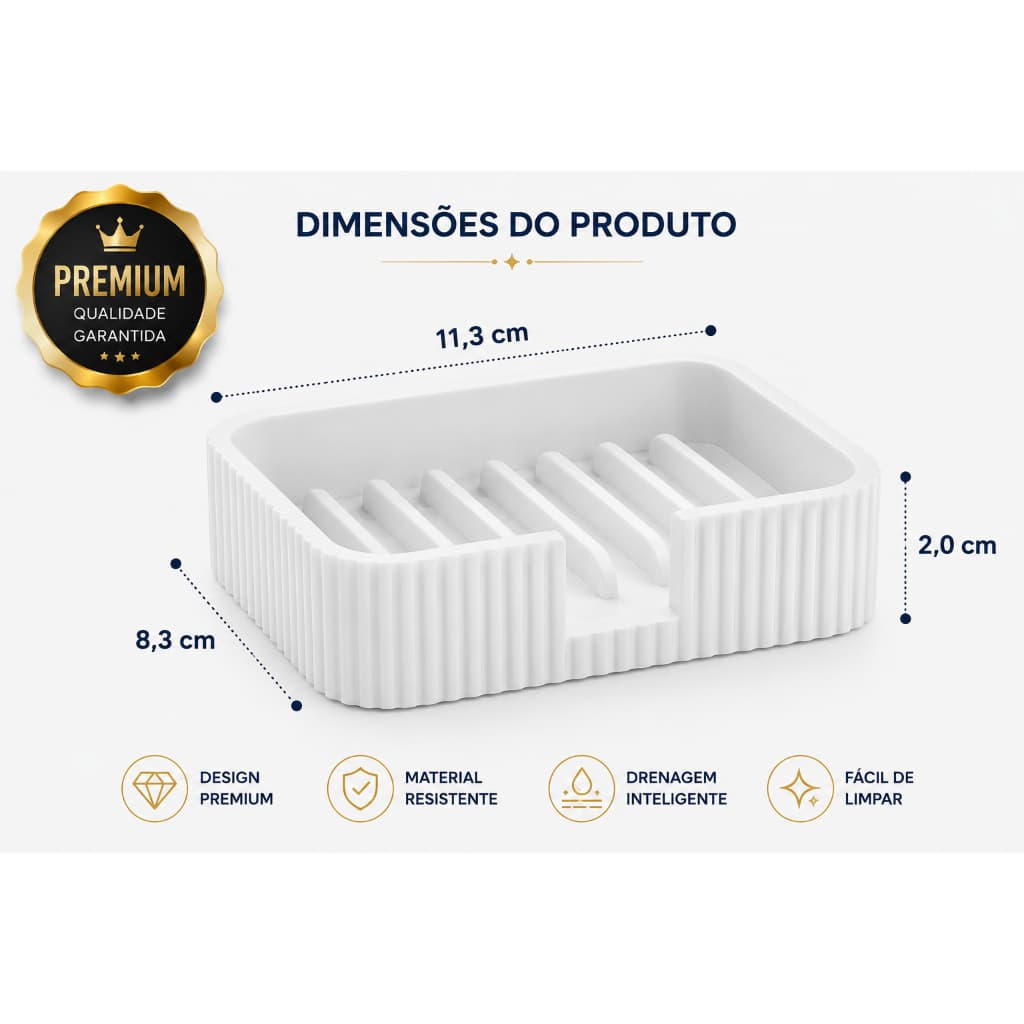 Saboneteira Moderna 3D Premium com Drenagem Inteligente | Organizador para Banheiro e Lavabo