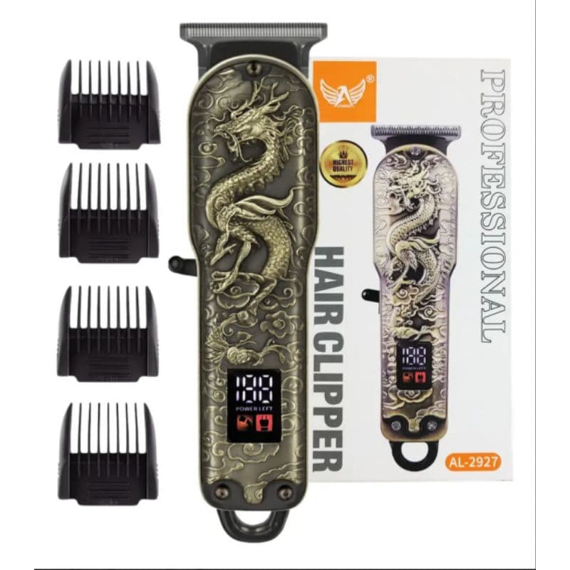 Máquina De Cortar Cabelo Barba Profissional Dragão Display Digital Led Recarregável Aparador De Pelos Sem Fio AL-2927