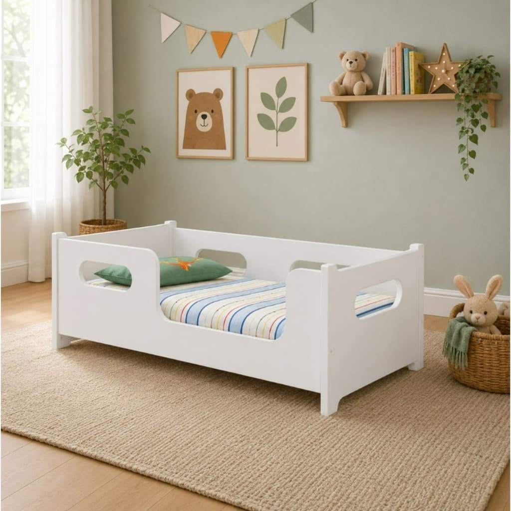 Cama Infantil Montessoriana Incluso Colchão Para Quarto Do Bebê Unissex Proteção Lateral Resistente