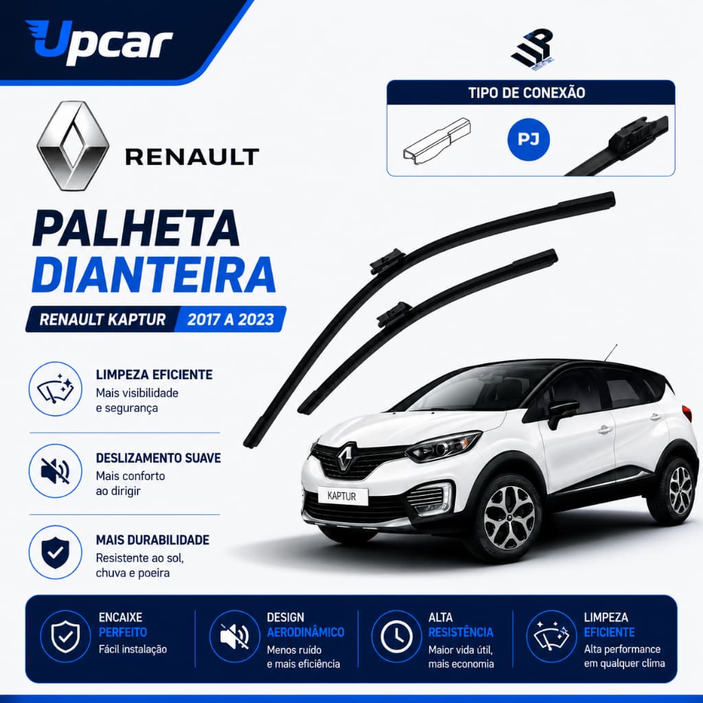 Kit 3 Palhetas Captur Limpador Parabrisa Silicone Par Dianteiro + Traseiro 2016 até 2023