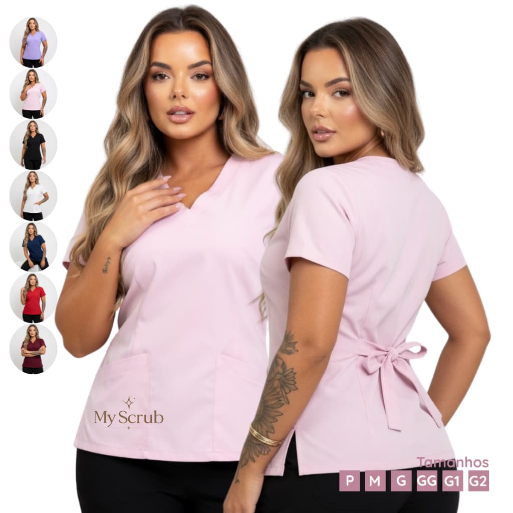 Blusa Bata Scrub Acinturada Pijama Cirurgico Hospitalar Vet Enfermagem Avulsa Nao Amassa tecido gabardine - SH