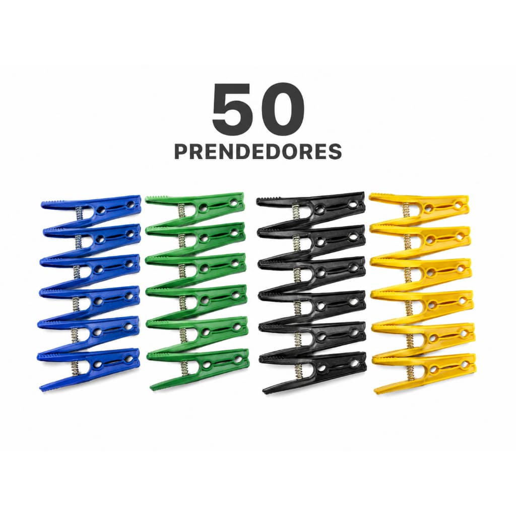 Kit 50 Prendedores de Roupa Plástico Reforçado com Mola de Aço Varal Lavanderia Coloridos 8cm