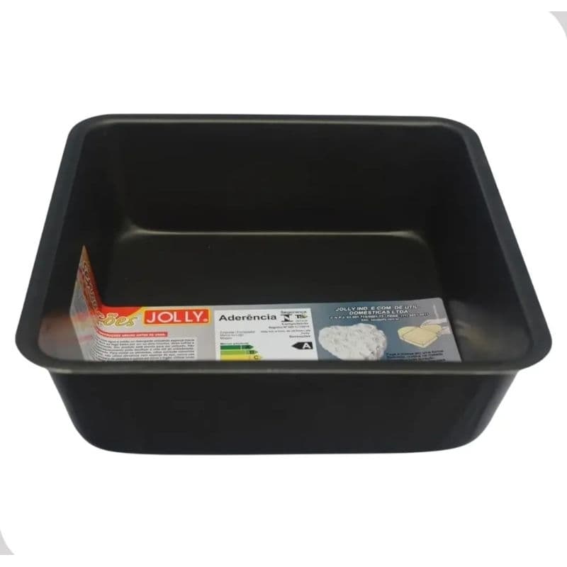 FORMA ASSADEIRA JOLLY  FUNDA QUADRADA ALTA TEFLON 1.2 L PARA BOLOS TORTAS  MED. 18x18x4.5 ANTIADERENTE  PTFE VERSÁTIL