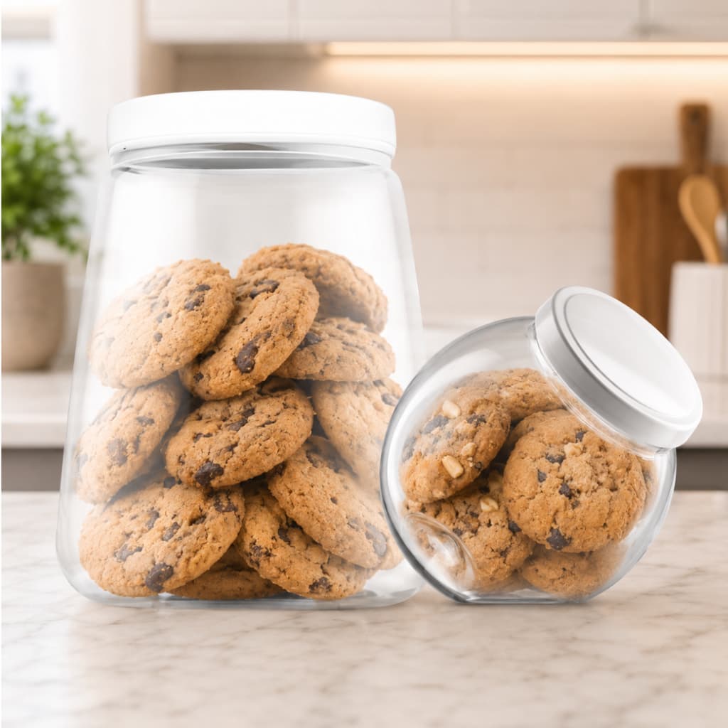 KIT 2 Potes Tampa Metalizada 2,1L e 1,2 Litros Biscoito Doces