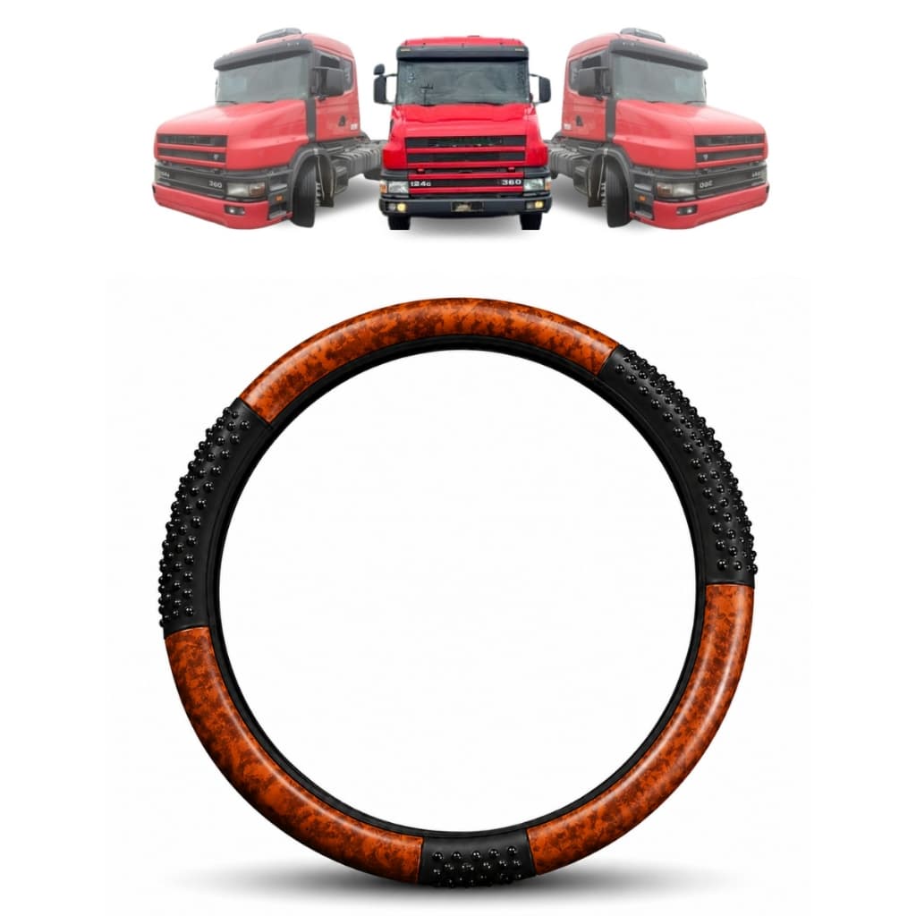 Capa de Volante 50cm Cor Madeira Massageador Caminhão Scania 114 124