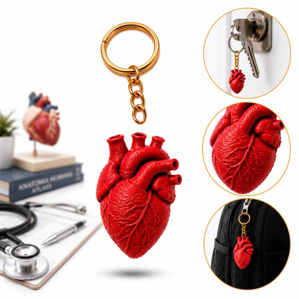Kit Chaveiros Anatômico Coração Humano Vermelho Realista 4x2cm Lembrancinha Presente Brinde Premium Atacado Revenda