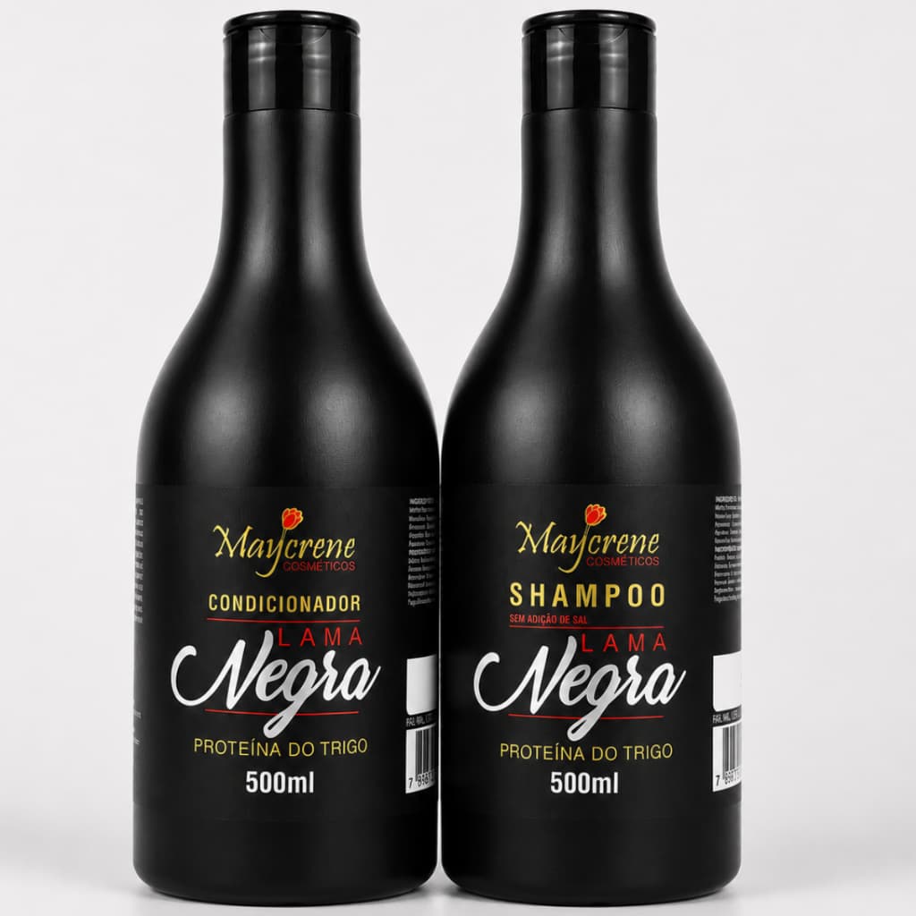Kit Matizador Lama negra Shampoo Condicionador Cabelo Preto Realça Tons Escuros Hidratação Maycrene