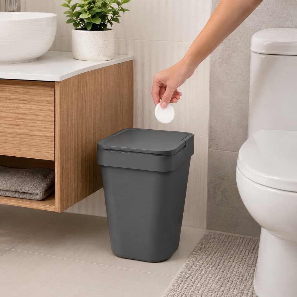 Lixeira Pequena 5 Litros OU Izy Tampa Manual Compacta para Banheiro e Lavanderia