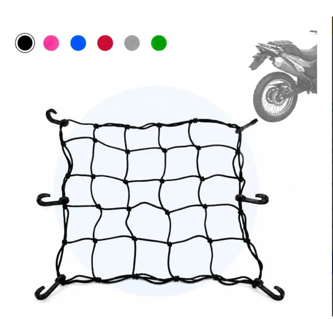 REDE ELASTICA ARANHA 35X35 PARA CAPACETE BAGAGEIRO E BAU DE MOTO PRETO\ VERMELHO\ VERDE\ CINZA