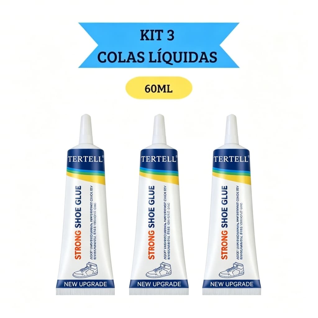 Kit 3 peças Cola Transparente Para Reparo De Sapatos  Adesivo À Prova D'água Fixação De Solas Saltos E Bolsas 60ml Cola