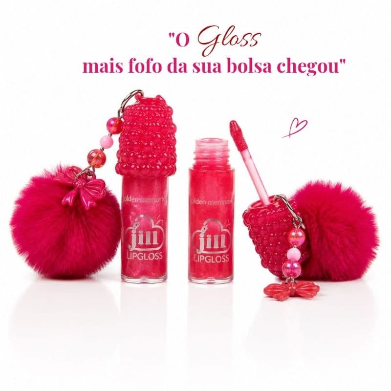 Gloss Labial Chaveiro Fofo Frutinha com Pompom Kawaii Feminino Acessório Pinterest Bella Naju