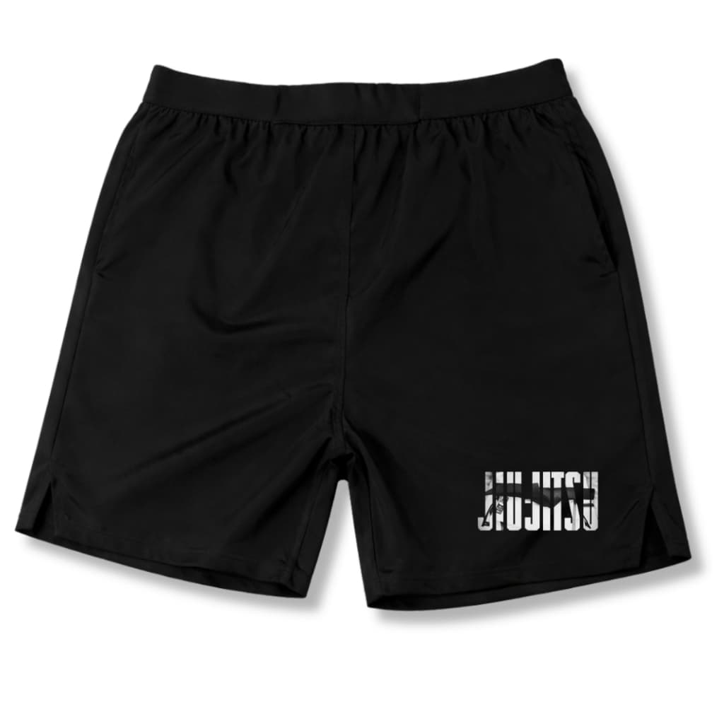 Short Bermuda Tactel com Elastano Estampa Jiujitsu Masculino Treino Academia Esportes MMA