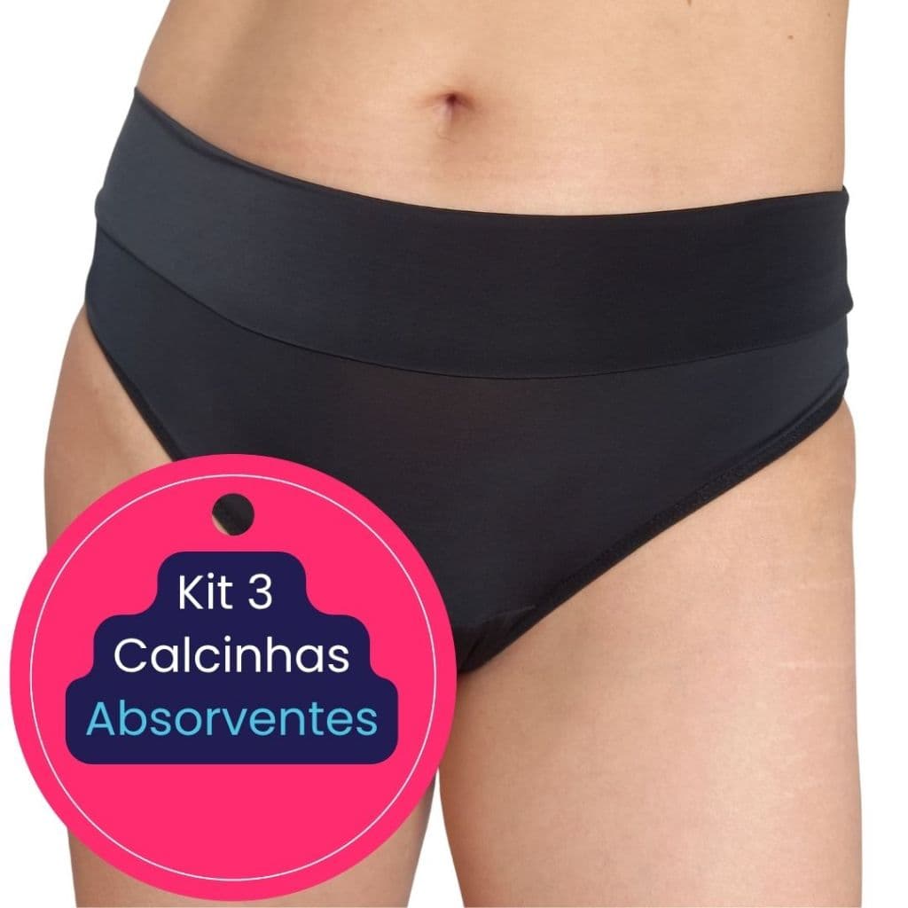 Kit 2 ou 3 Calcinhas Absorventes Menstruais Antivazamento - Fluxo Intenso