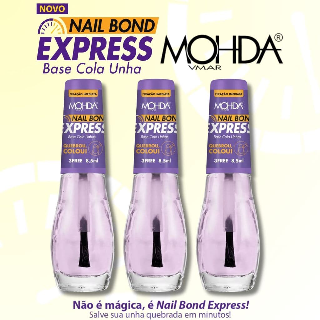 Base Cola Unha Mohda Nail Bond Express Cola Unha Quebrada Fixação Imediata