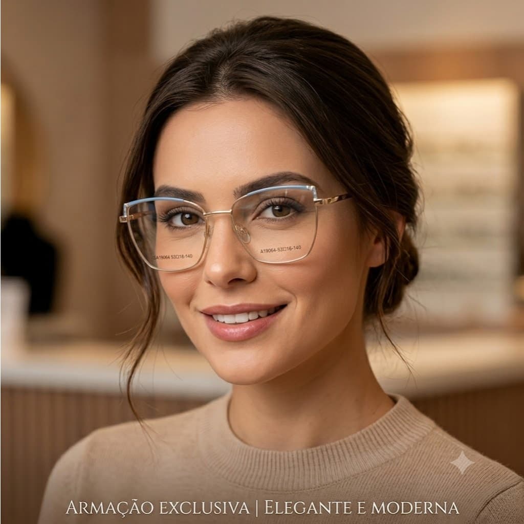 Óculos Feminino Metal Design Moderno Leve Resistentes Para Grau Flexivel Coleção 2026 Anti Alergico