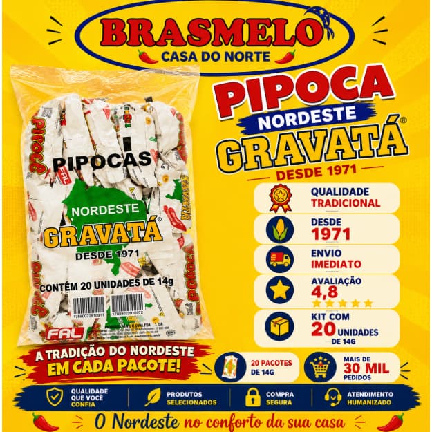 Pipoca Gravatá Fardo Original Crocante Tradicional Direto do Nordeste