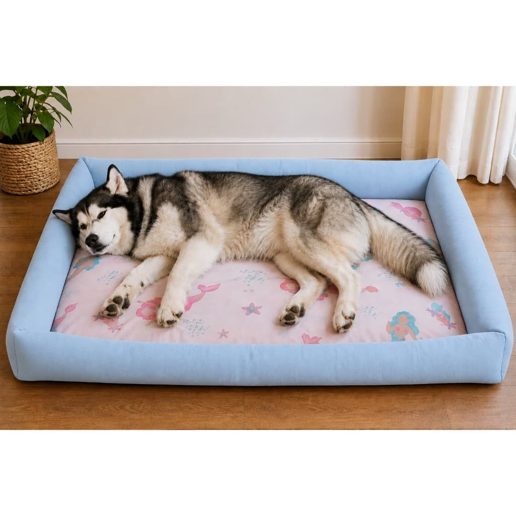 Cama Pet Impermeável Grande 100x70Cm e Media 70x50cm - 100% Lavável Confortável Para Cachorro Gato Azul